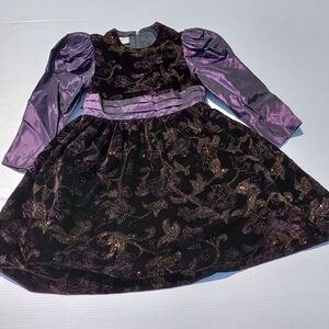 Vintage Gunne Sax Jessica McClintock Kids Dress girls Old Fashion Purple Velvet